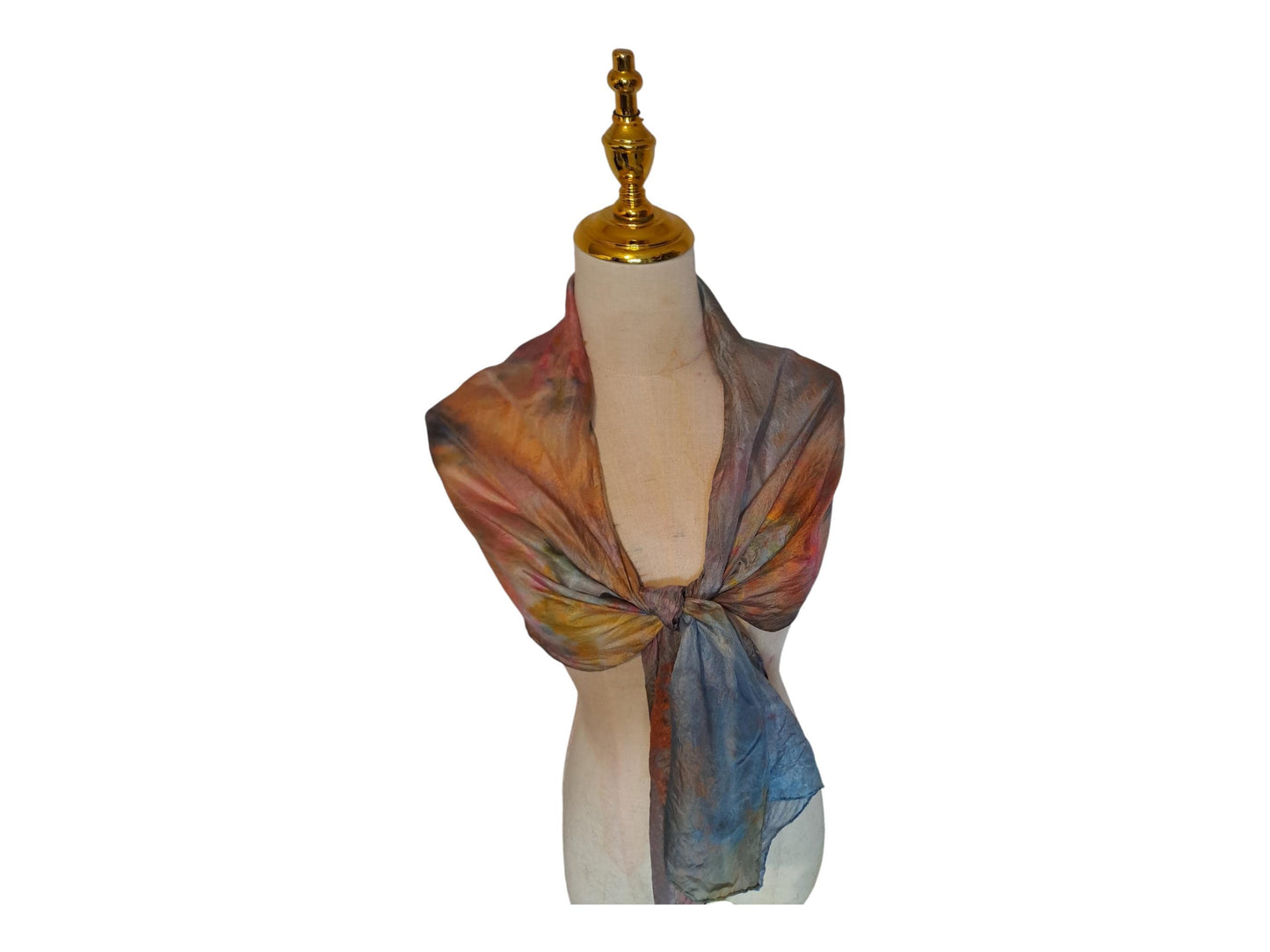 Multicoloured Bronze and Gold Shawl: Earthy Tones Soft Scarf