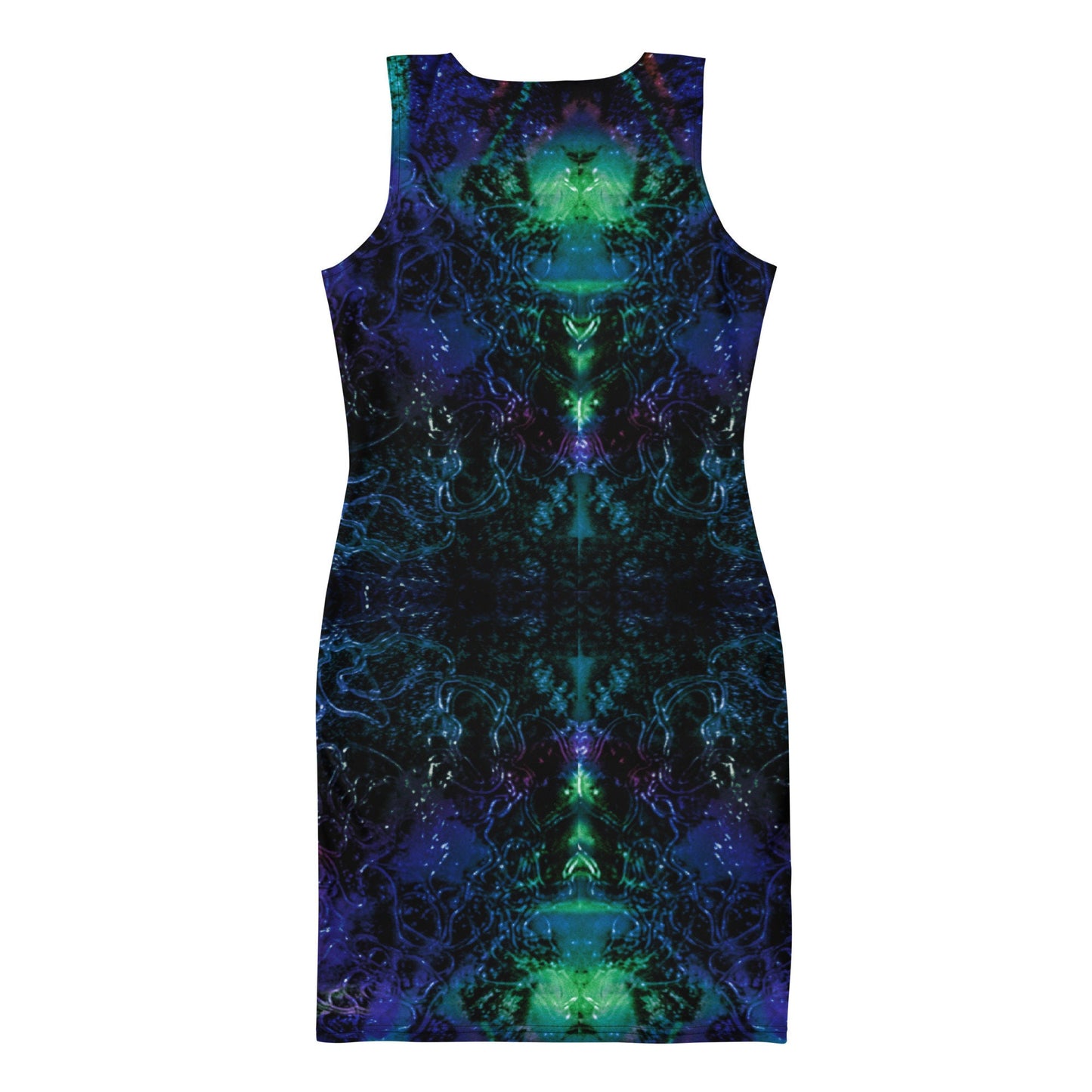Abstract Bodycon Dress: Navy Blue & Black Fitted Mini Dress