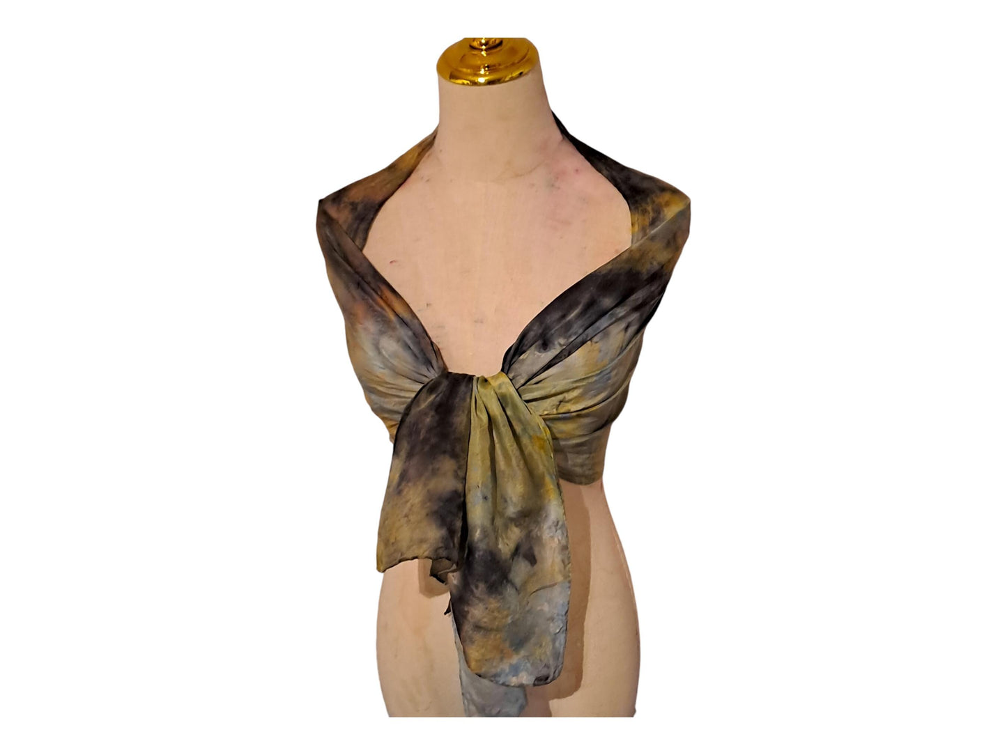 Golden Orange Ice-Dyed Silk Scarf: Lightweight Travel Shawl