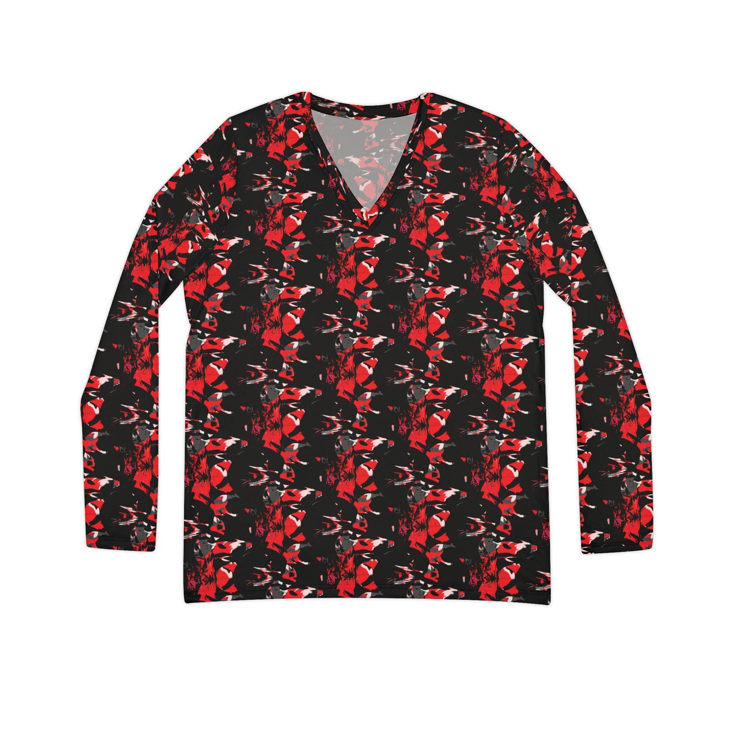 Abstract V-Neck Long Sleeve Shirt: Bohemian Women's Top