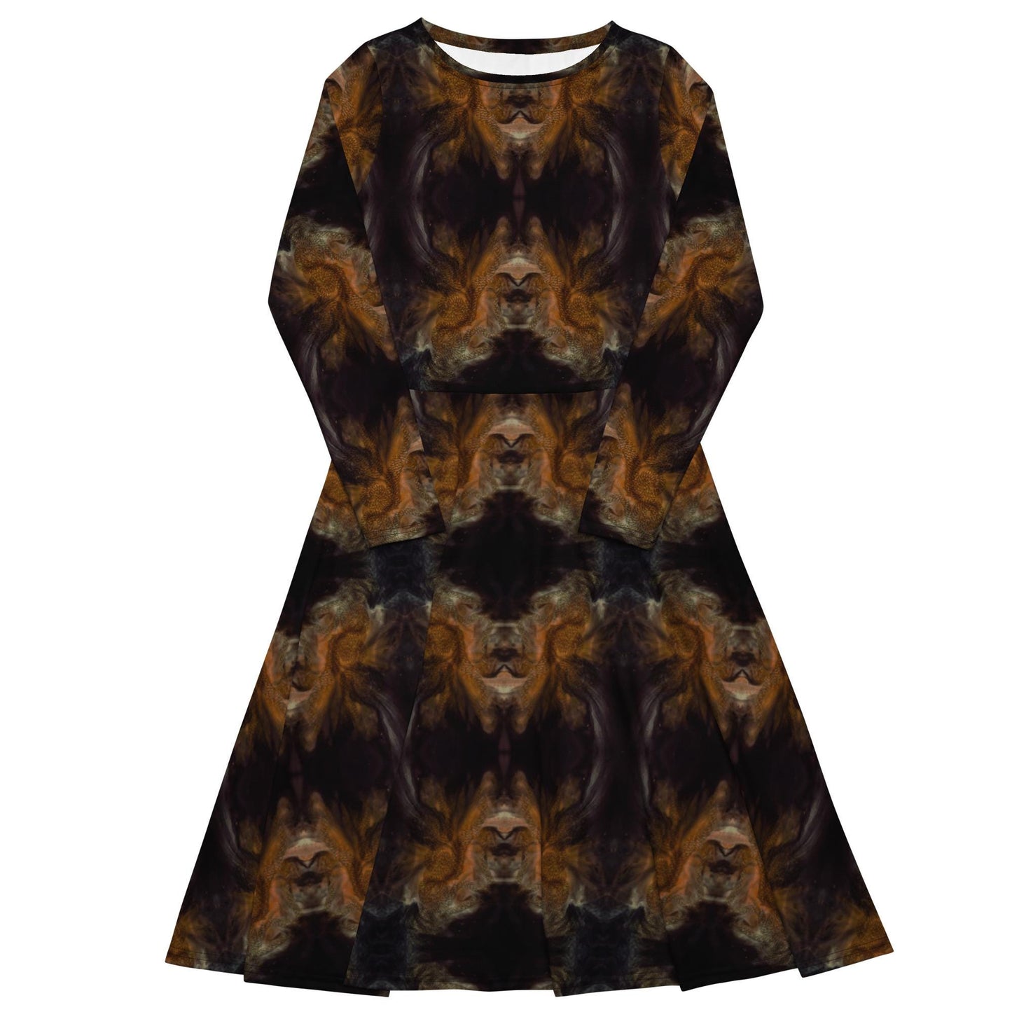 Abstract Print Mini Dress: Chic Long Sleeve Fall Fashion