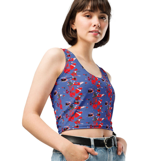 Vibrant Abstract Crop Top: Bold Sleeveless Tank