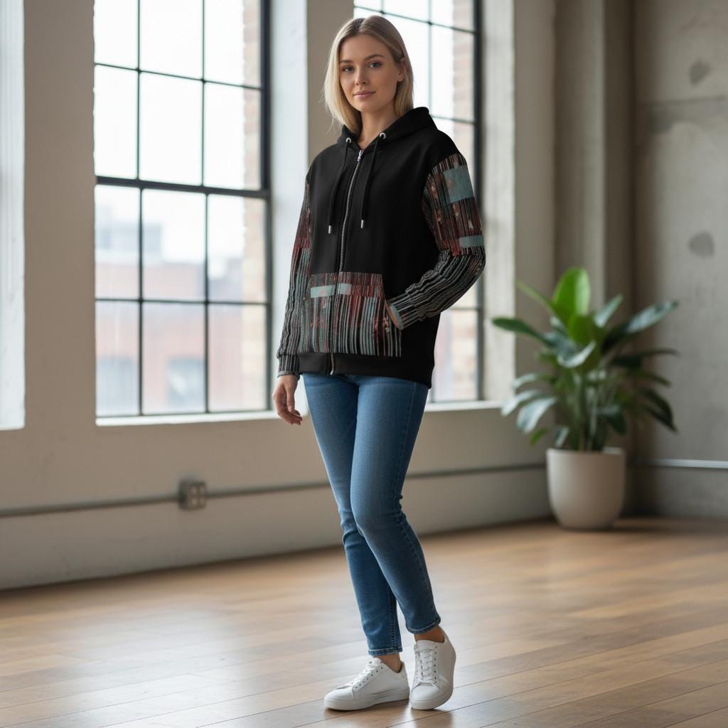 Unisex zip hoodie barcoded hoodie