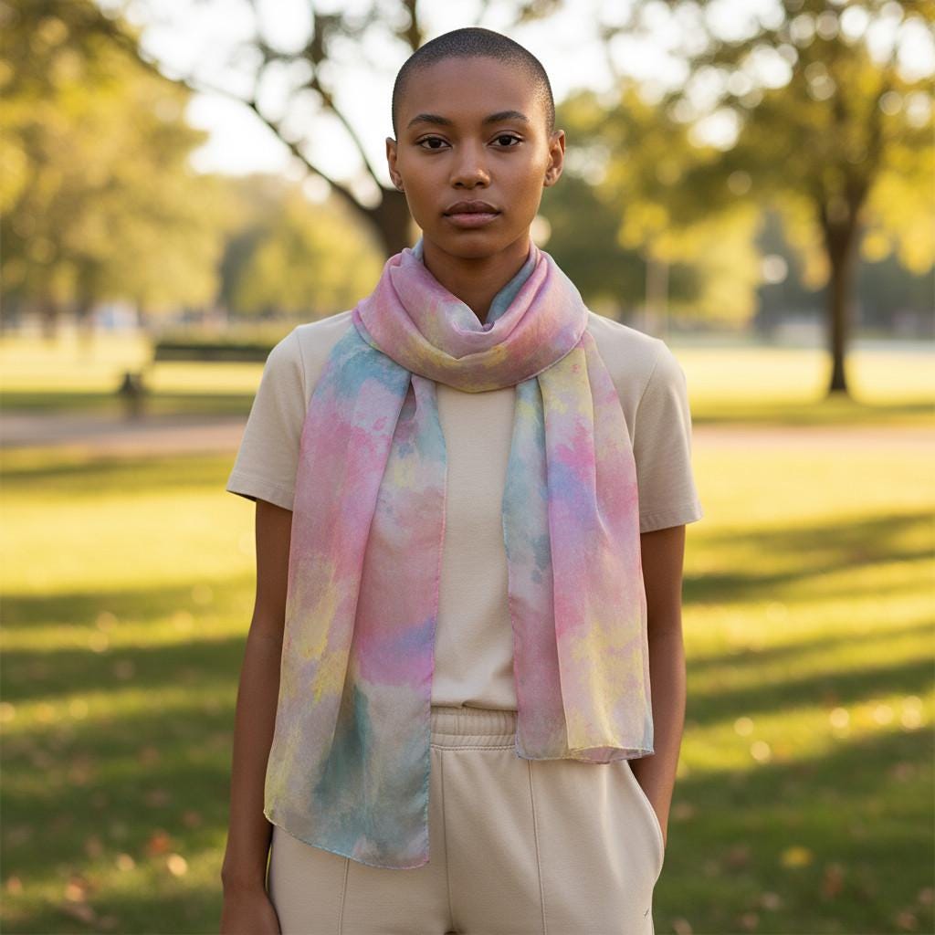 Handmade Pastel Pink Scarf, Elegant Bubble Gum Colour