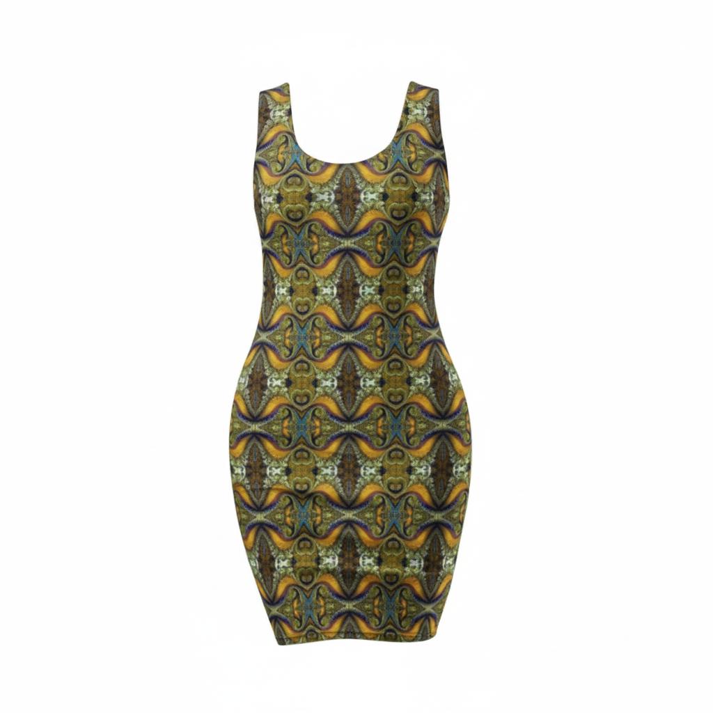 Elegant Whimsy Sleeveless Bodycon Dress in Green