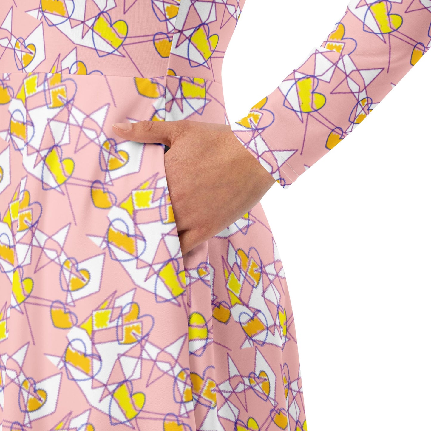 Pastel Pink Patterned Casual Dress