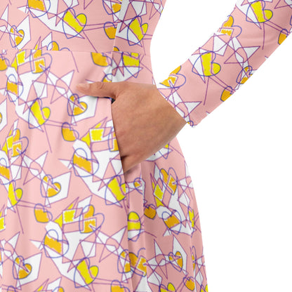 Pastel Pink Patterned Casual Dress
