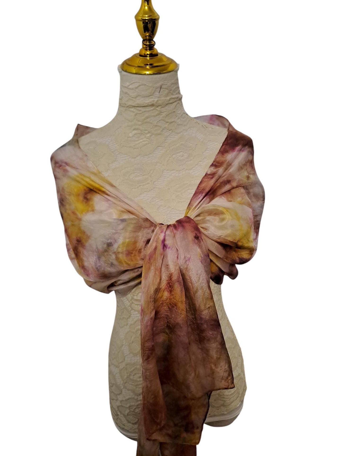 Bronze Rose Shawl: Elegant Silky Scarf