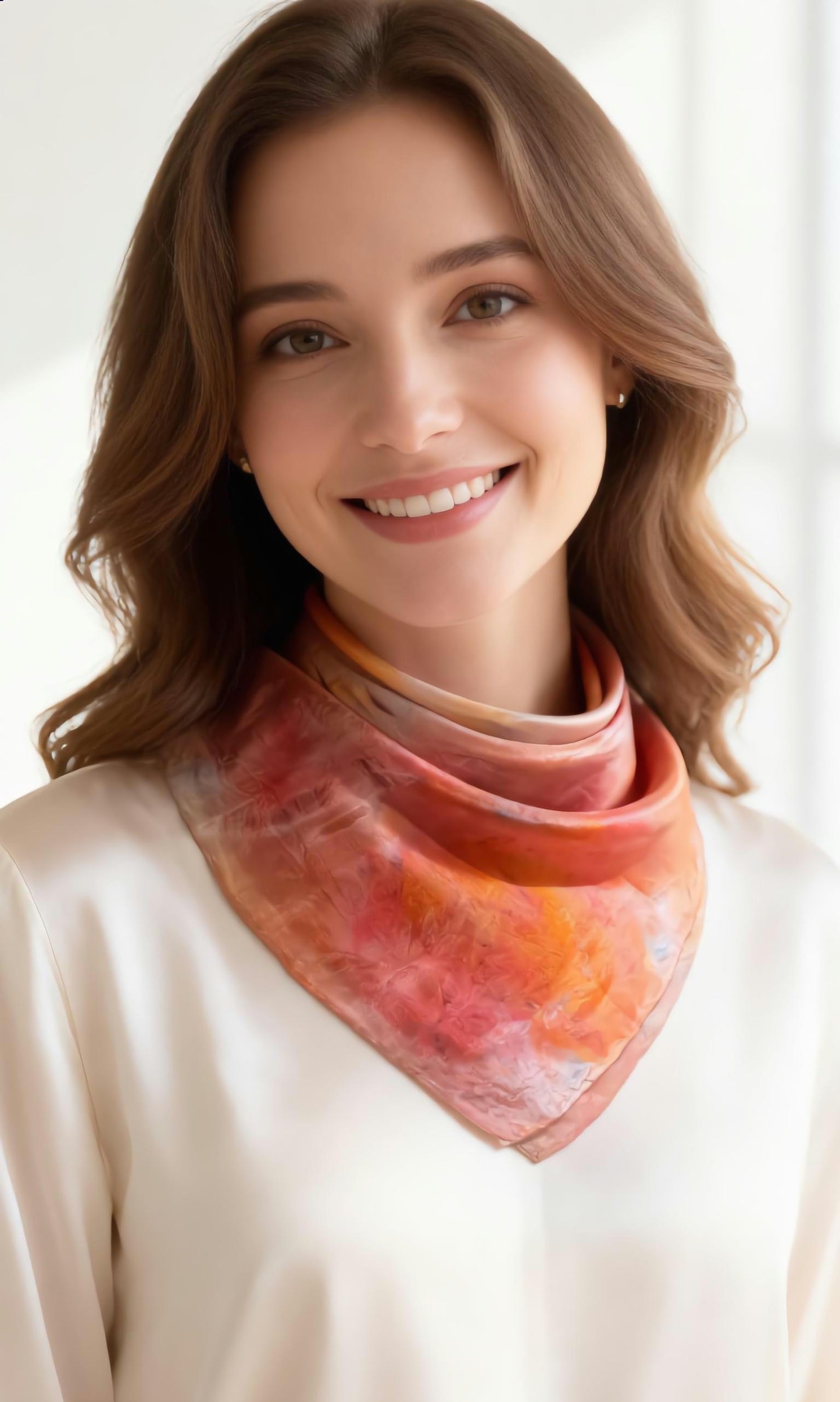 Batik Ice-Dyed Silk Scarf Set, Handmade Neck Scarf