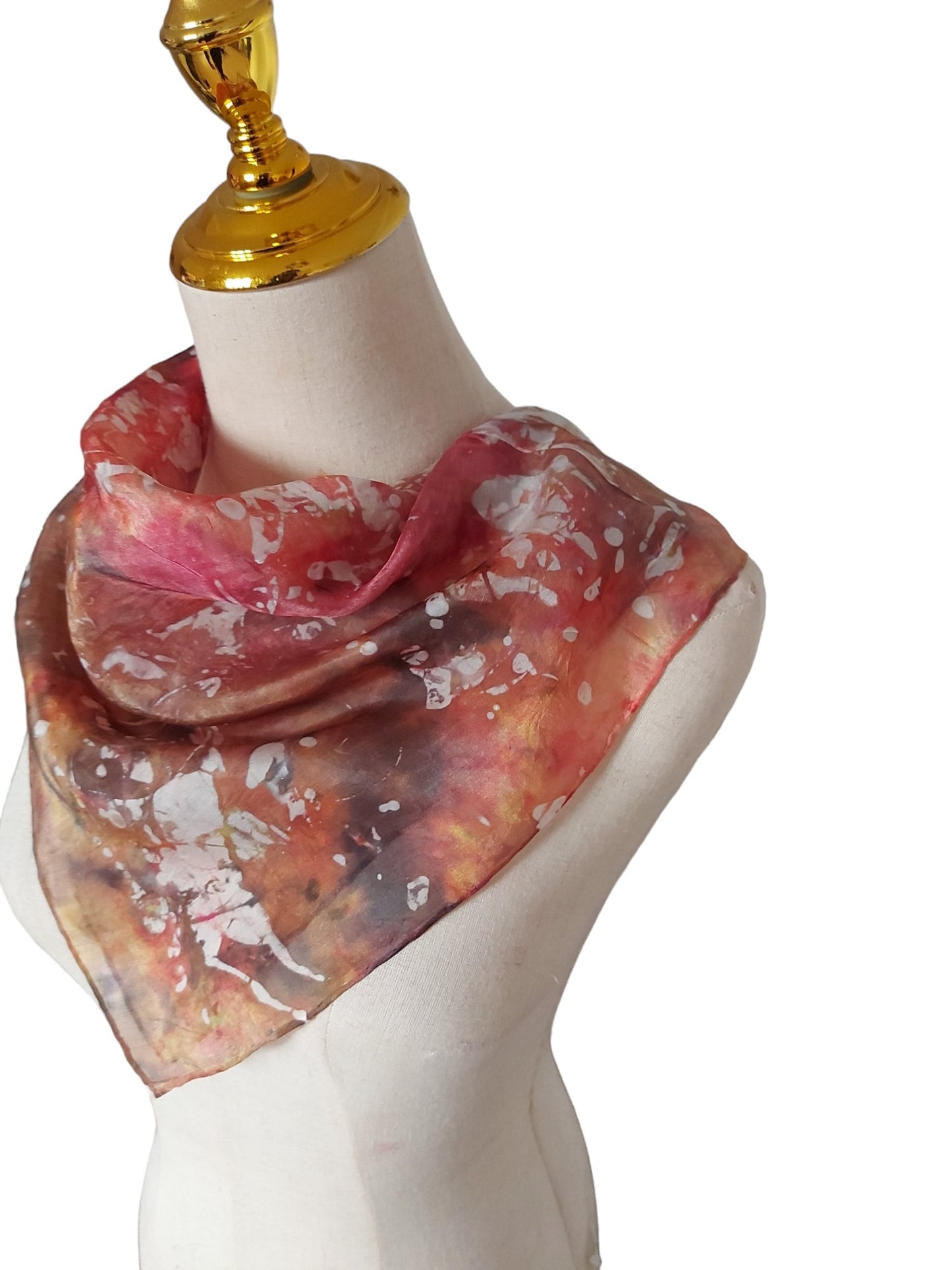 Handmade Batik Iced Dyed Scarf: Abstract Blossom Spring Scarf
