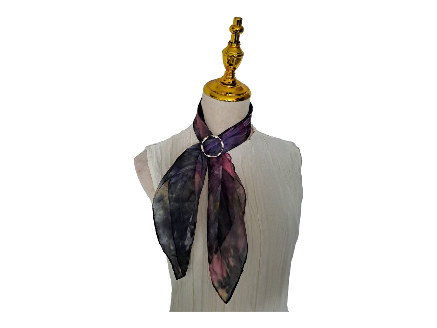 Handmade Batik Silk Scarf: Black & Pink Hidden Colors