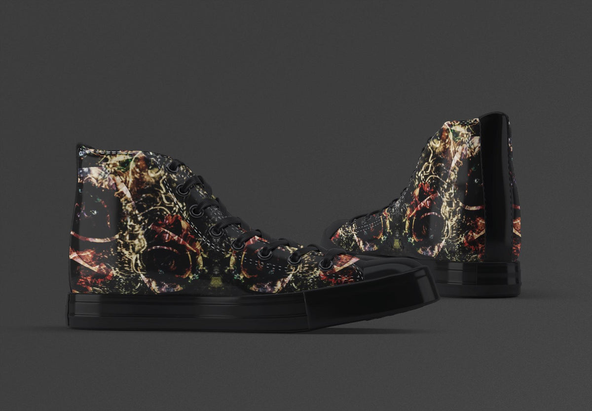 Men's Floral Canvas High Top Trainers: Avant-Garde Sneakers