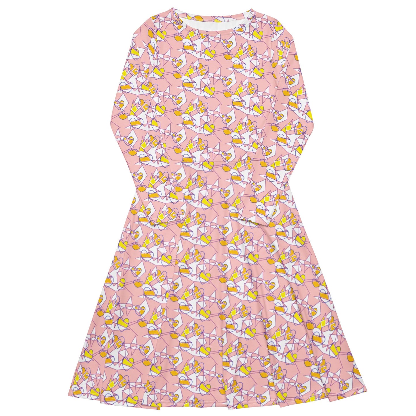 Pastel Pink Patterned Casual Dress