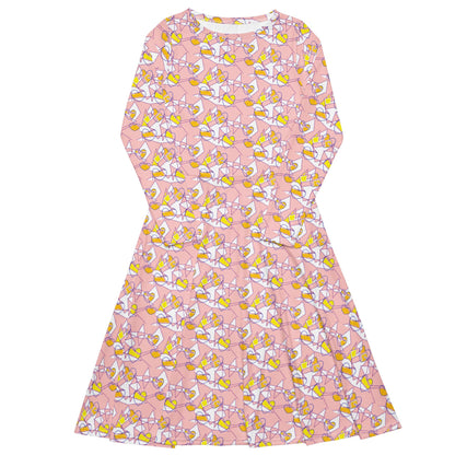Pastel Pink Patterned Casual Dress