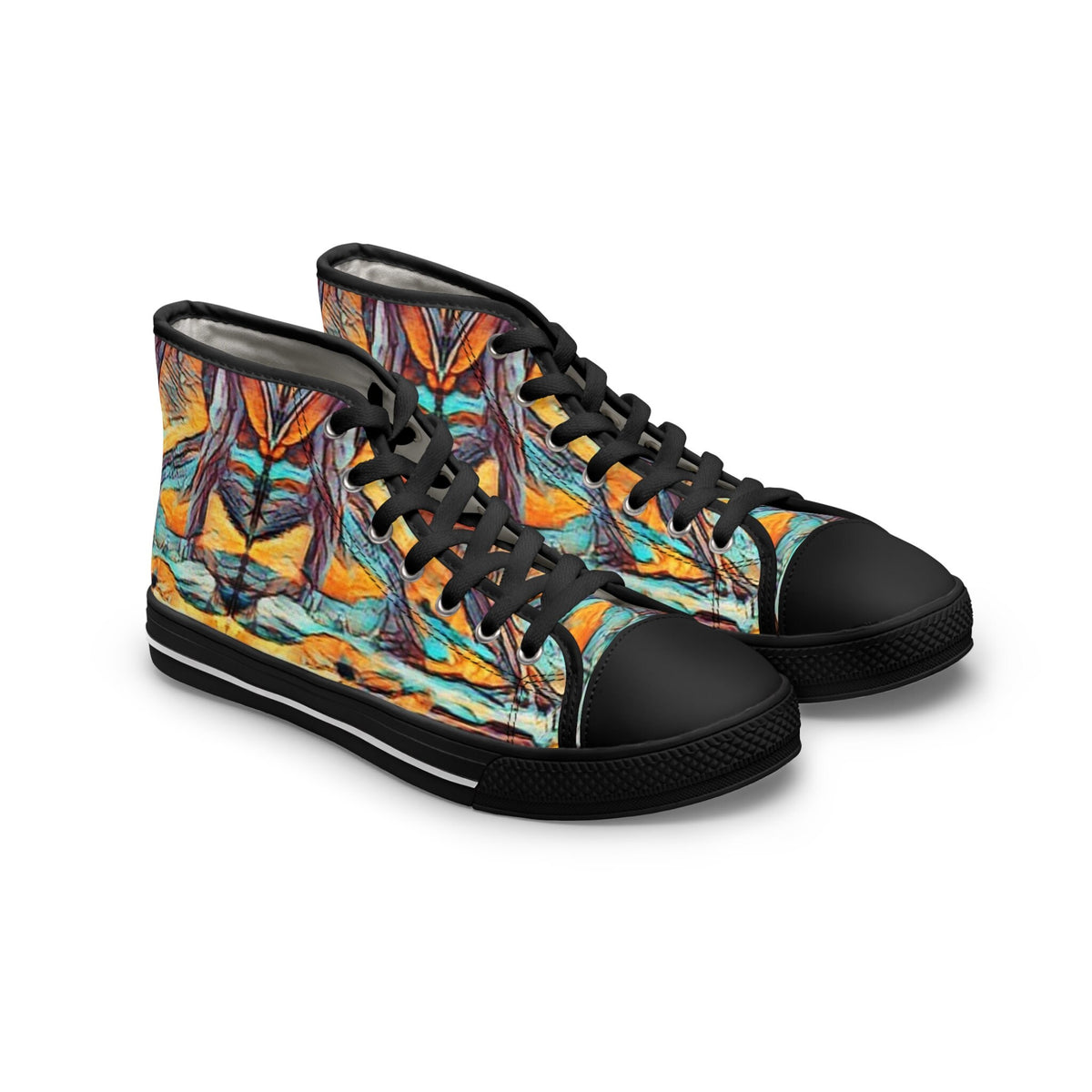 Women's High Top Sneakers: Bohemian Artistic Colorful Shoes