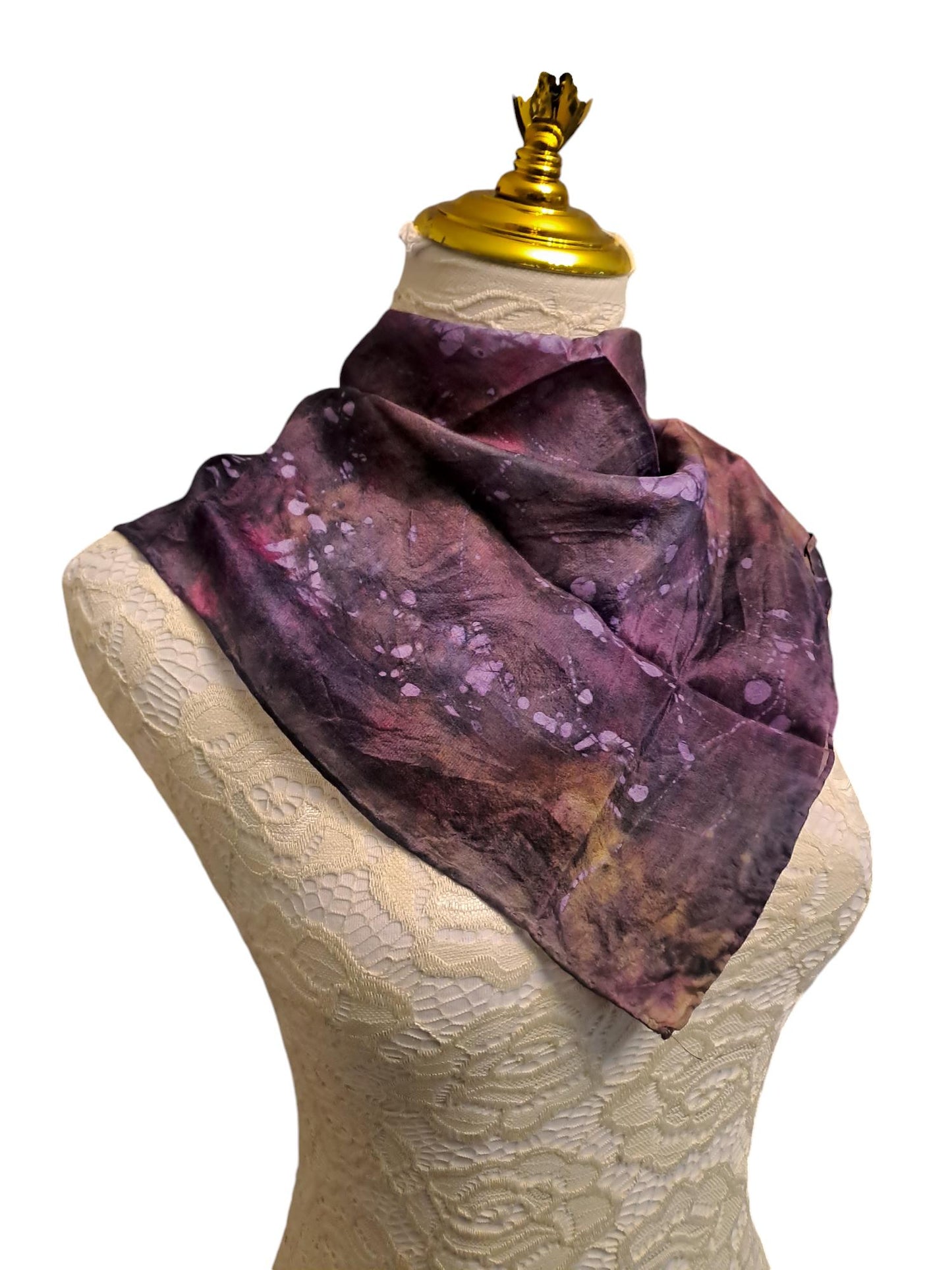 Purple Batik Silk Scarf: Handmade Ice Dyed Elegant Scarf