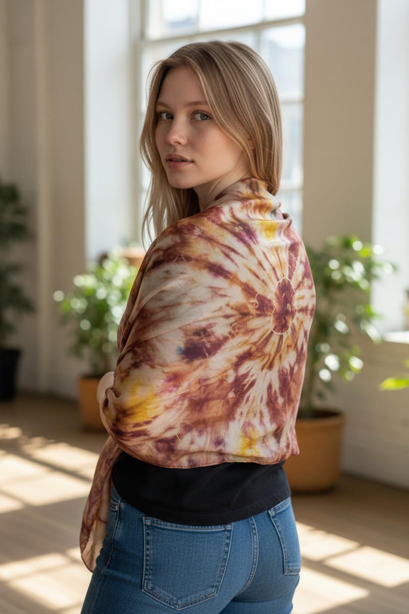 Bronze Rose Shawl: Elegant Silky Scarf