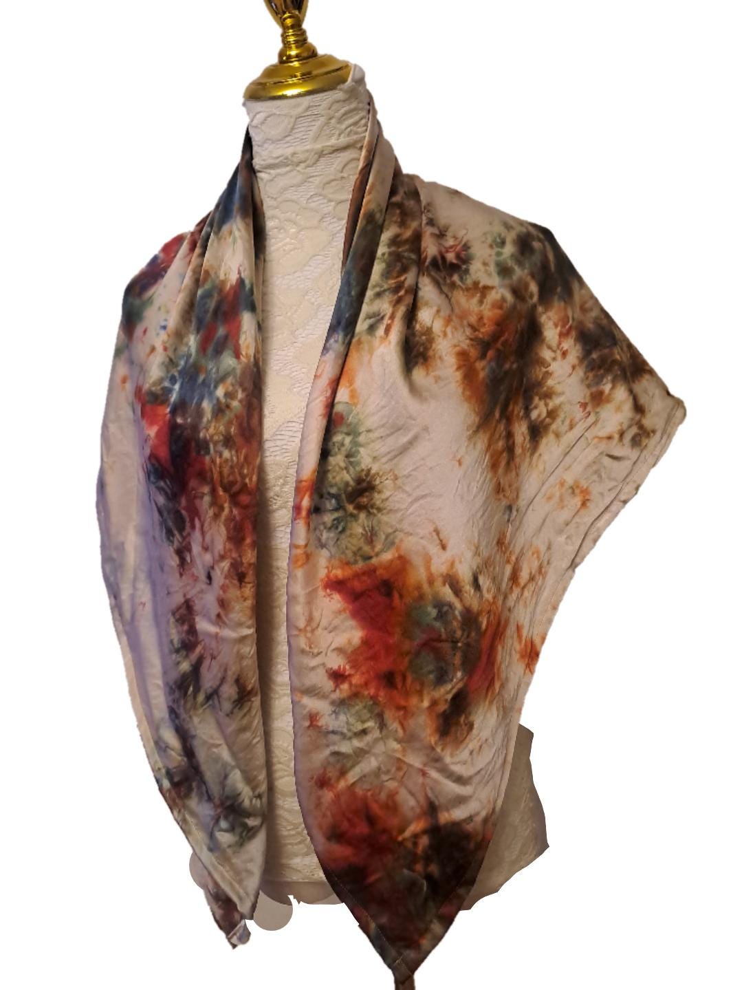 Vibrant Silk Satin Scarf: Shimmering Elegance with Rich Colour