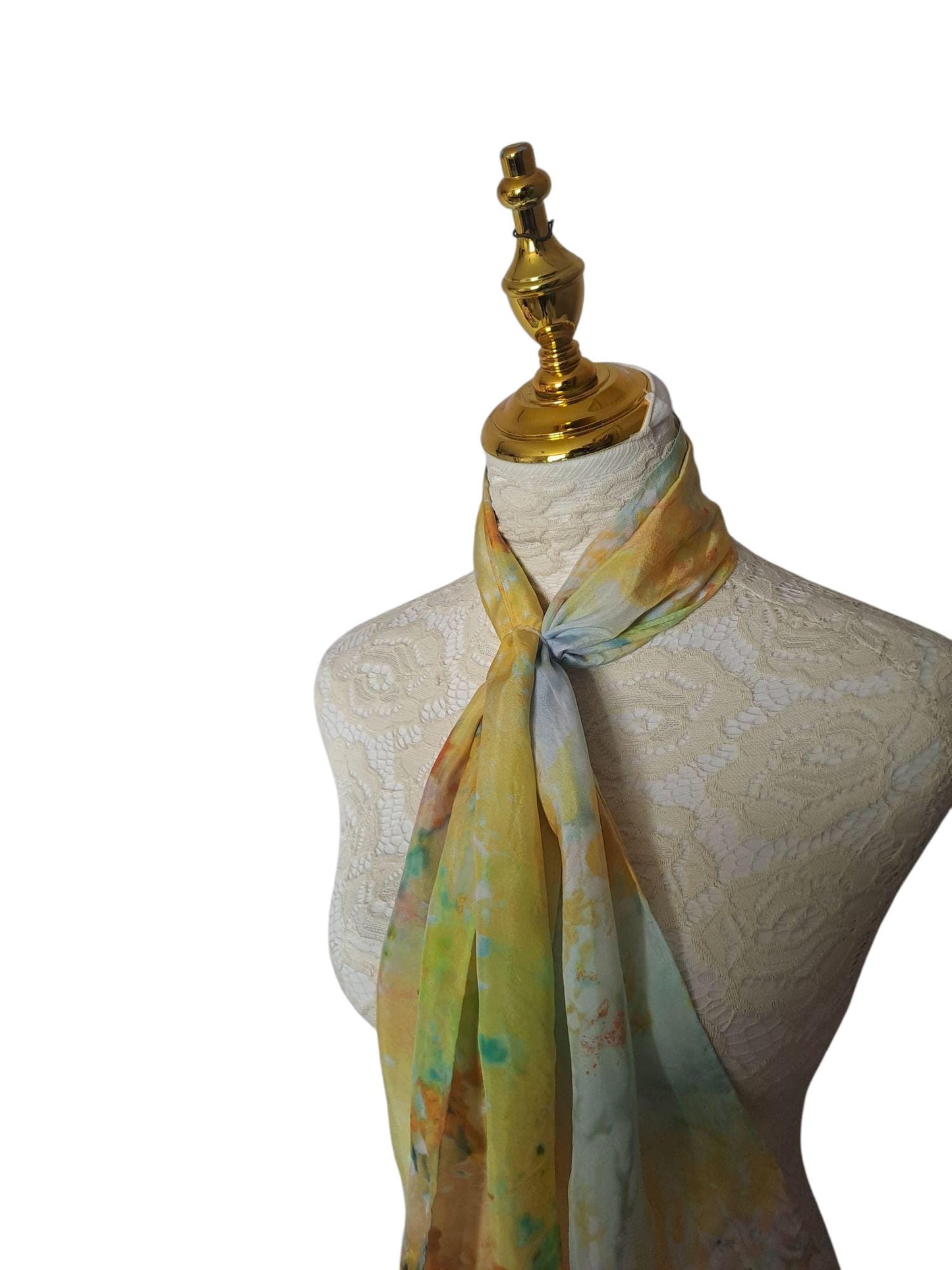 Ice-Dyed Silk Scarf: Handcrafted Watercolour Accessory