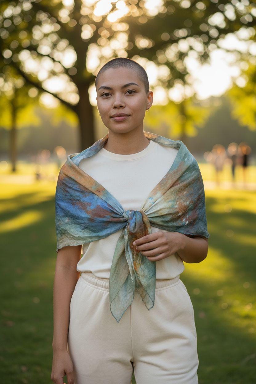 Blue and yellow gold square scarf, stunning abstract design in shades of blue, perfect for adding elegance to any outfit, great gift idea.
