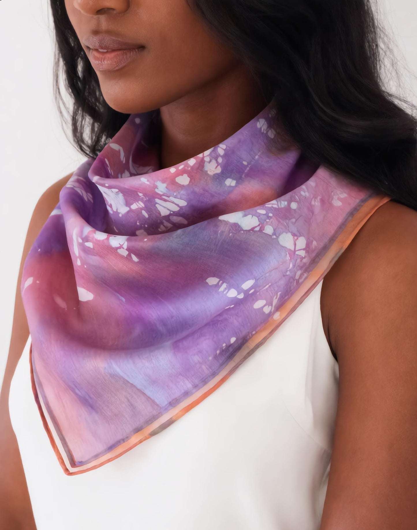 Batik Ice-Dyed Silk Scarf Set, Handmade Neck Scarf