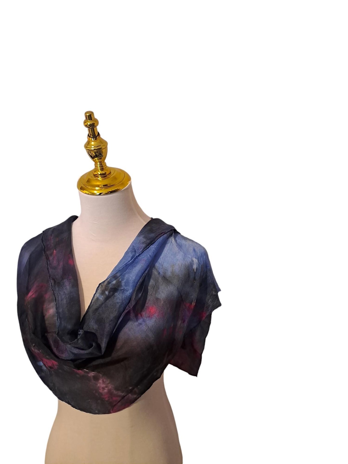 Black and Blue Ice-Dyed Scarf: Handmade Elegant Fashion