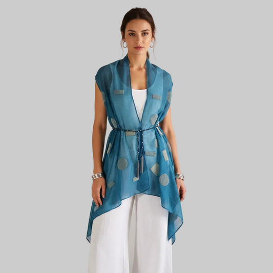 Elegant Teal Dream Shawl, Playful Polka Dots Wrap for Chic Evenings