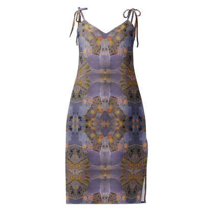 Bohemian Floral Print Bodycon Dress – Elegant Sleeveless Midi Dress with Adjustable Straps