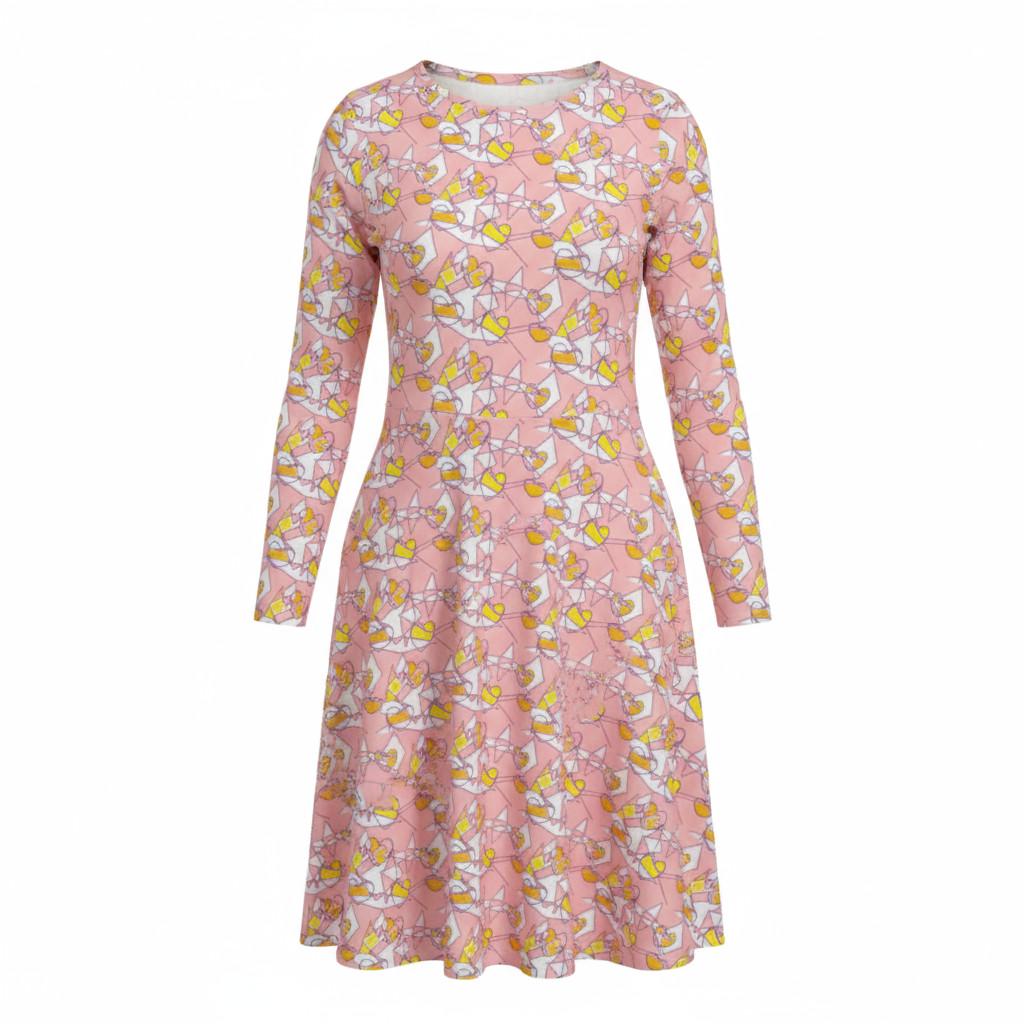 Pastel Pink Patterned Casual Dress