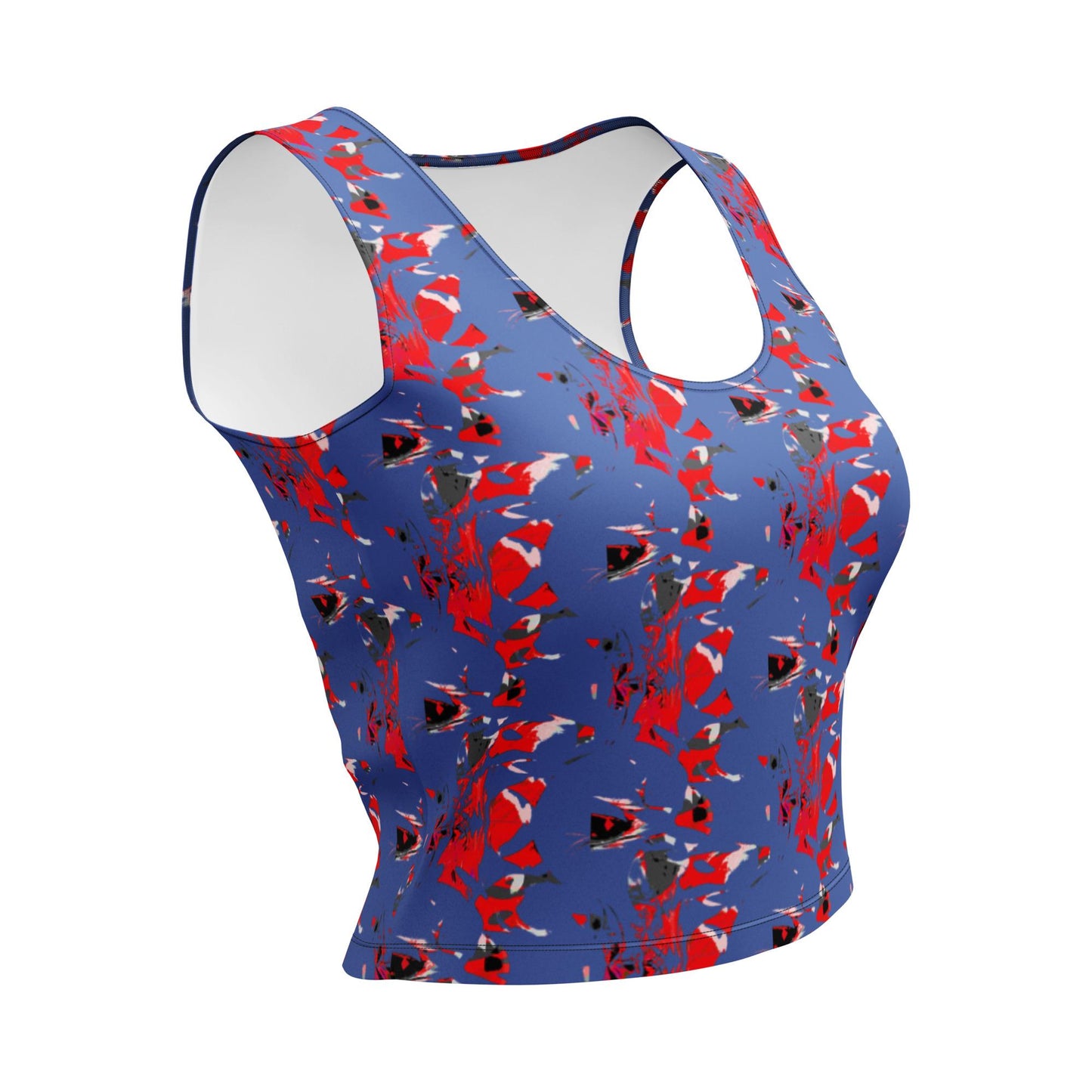 Vibrant Abstract Crop Top: Bold Sleeveless Tank
