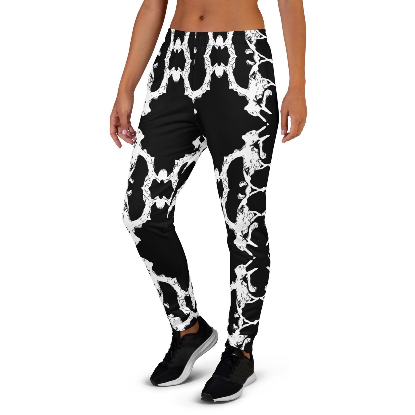 Abstract Print Joggers: Black & White Lounge Sweatpants