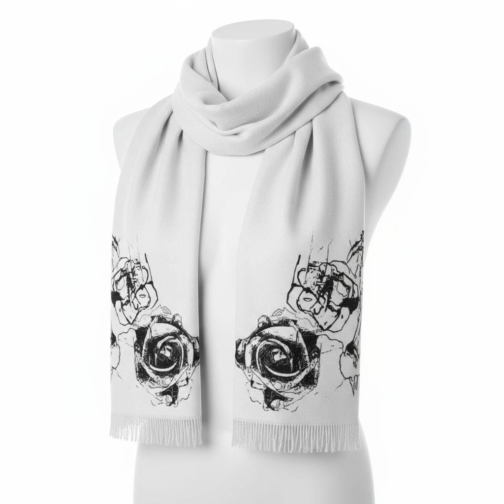 Rose Print Scarf: Elegant Floral Lightweight Wrap