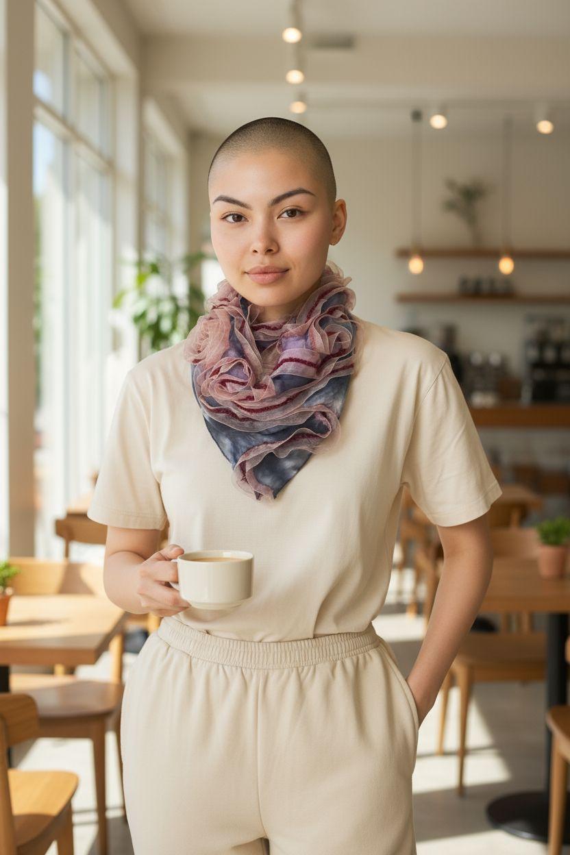Pink Silk Scarf with Golden Organza Ribbon: Elegant Neck Scarf