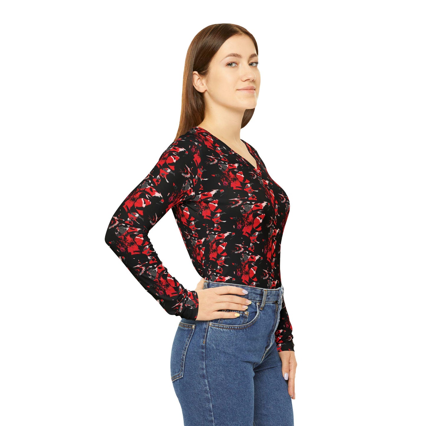 Abstract V-Neck Long Sleeve Shirt: Bohemian Women's Top