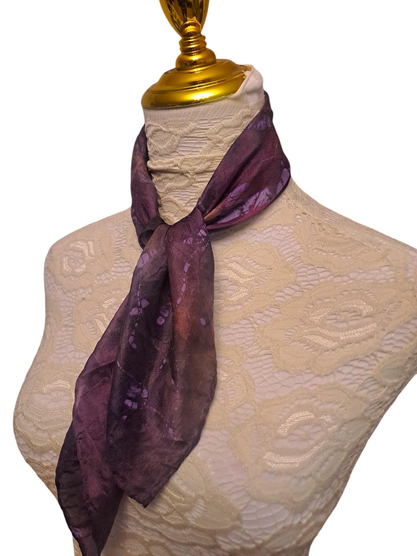 Purple Batik Silk Scarf: Handmade Ice Dyed Elegant Scarf