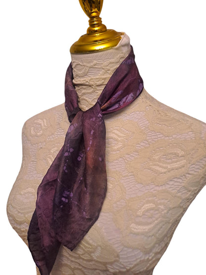 Purple Batik Silk Scarf: Handmade Ice Dyed Elegant Scarf