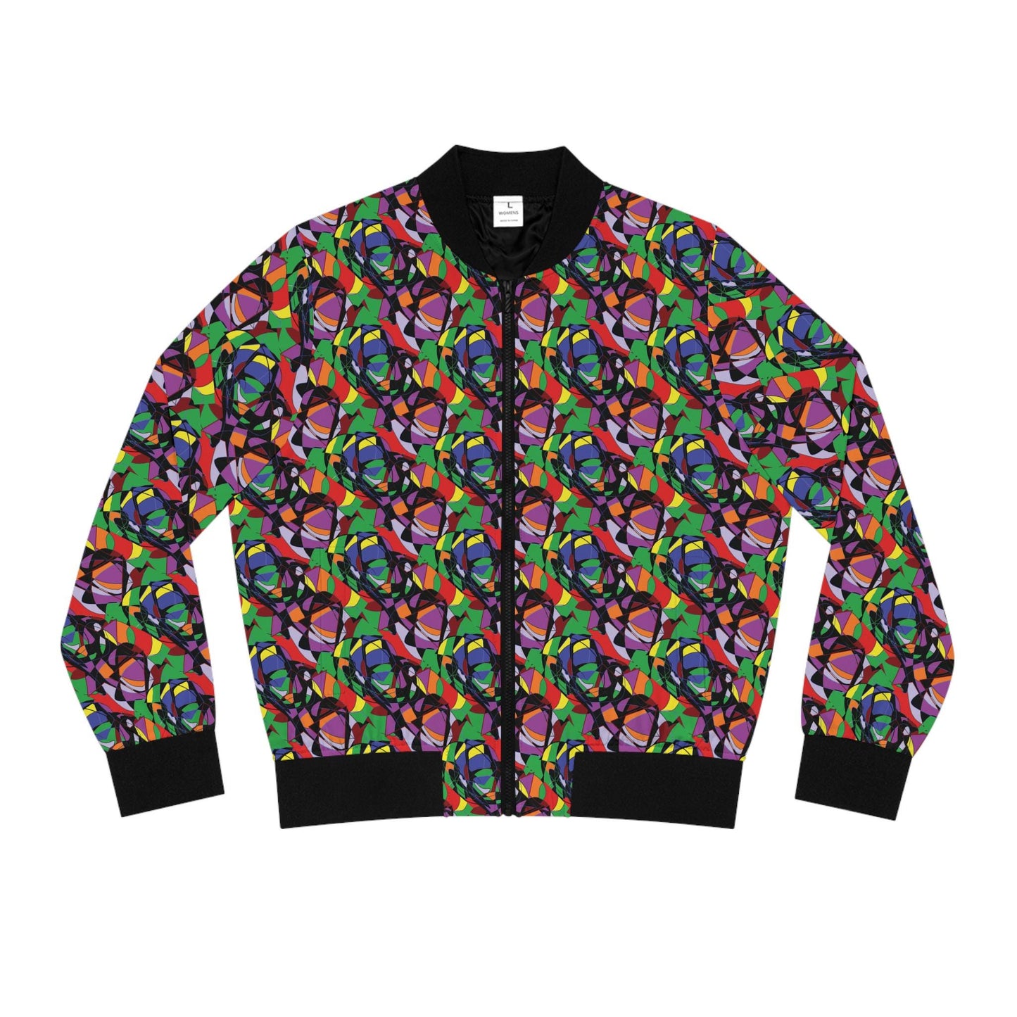 Colorful Women's Bomber Jacket, Trendy Outerwear, Fashion Statement, Layering Piece, Casual Style