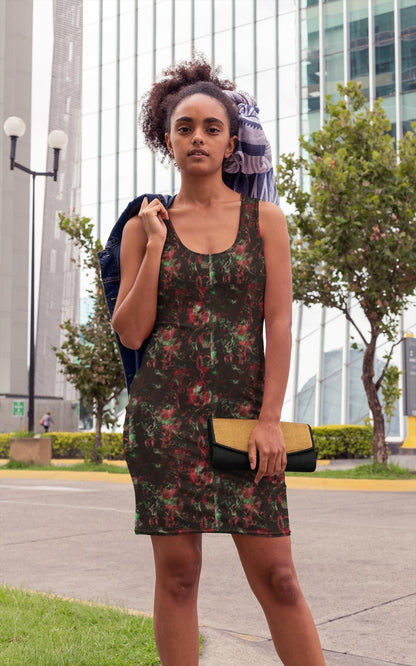 Abstract Floral Bodycon Dress: Sleeveless Summer Evening Style
