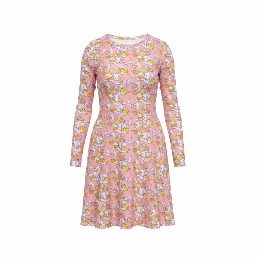 Pastel Pink Patterned Casual Dress