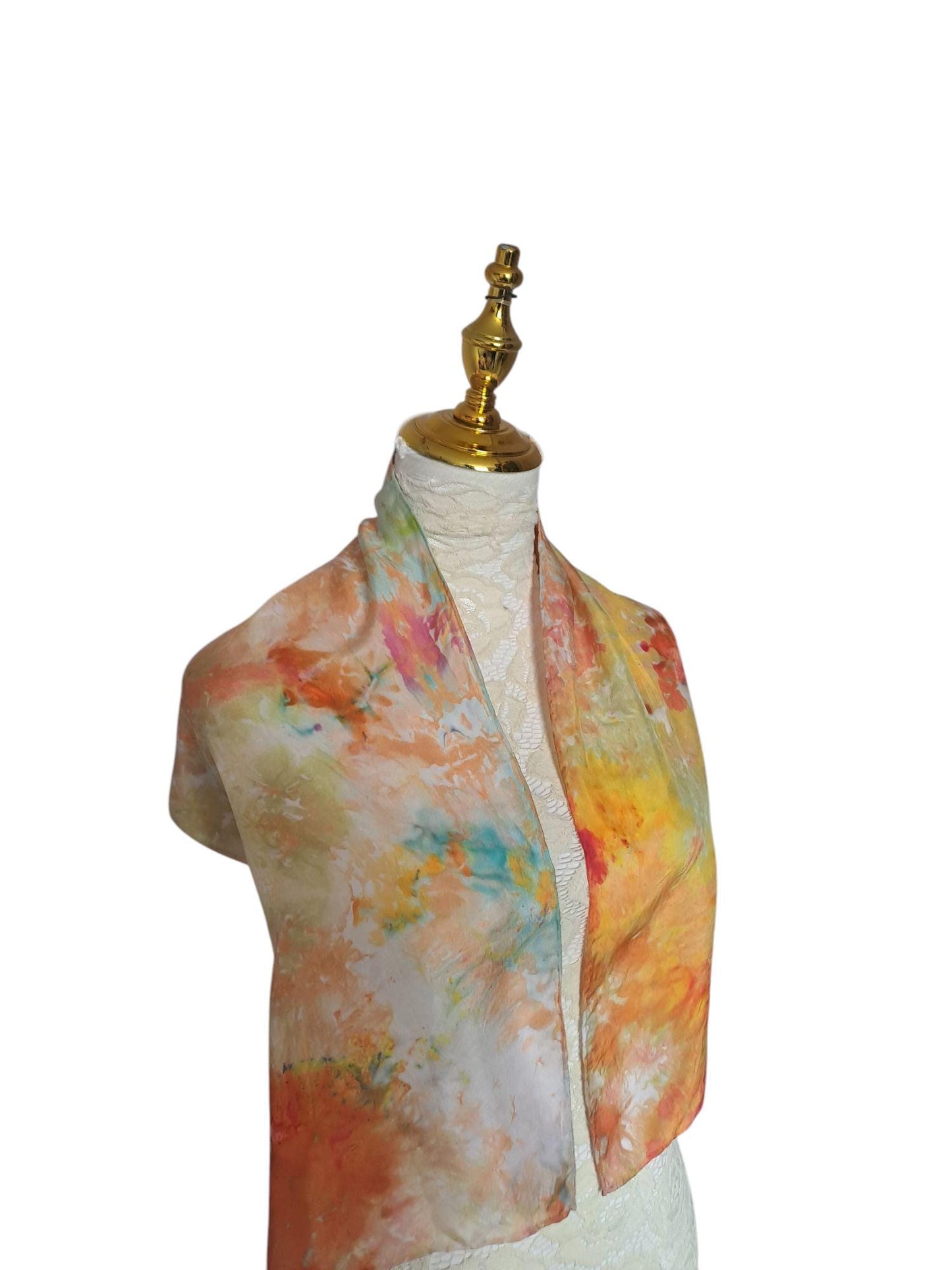 Ice-Dyed Silk Scarf: Handcrafted Watercolour Accessory