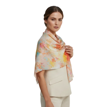 Ice-Dyed Silk Scarf: Handcrafted Watercolour Accessory