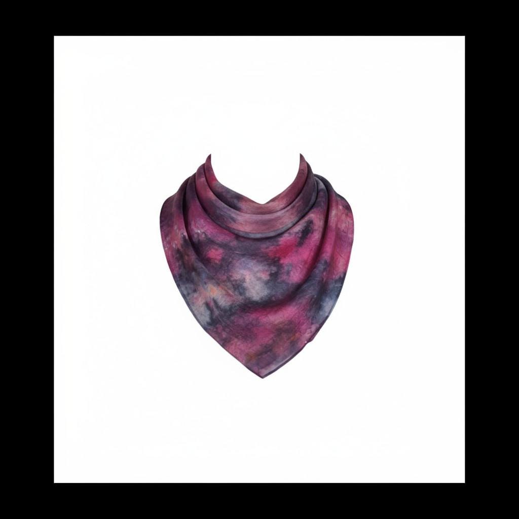 Ice-Dyed Red and Black Silk Scarf - Lightweight Neckerchief