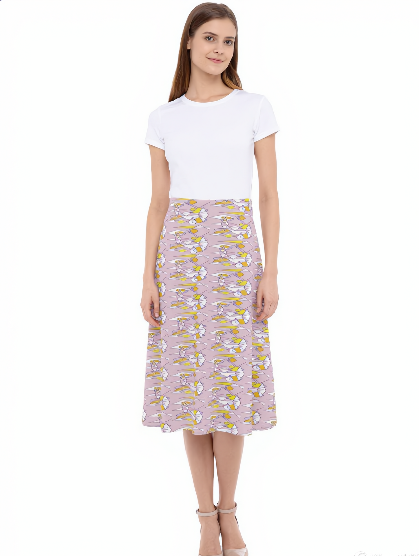 Midi Skirt- Multi-Colour Abstract Print Collection
