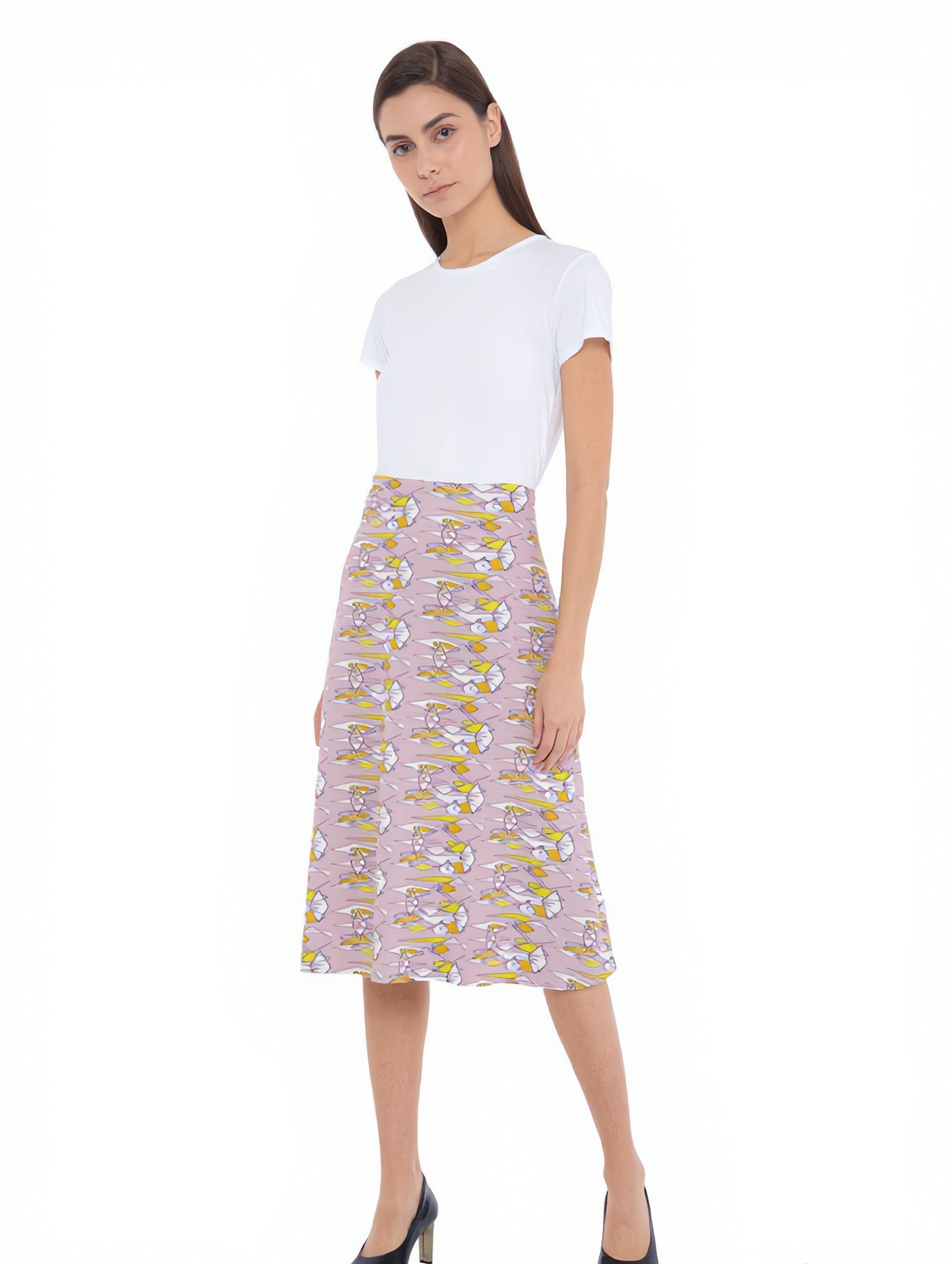 Midi Skirt- Multi-Colour Abstract Print Collection