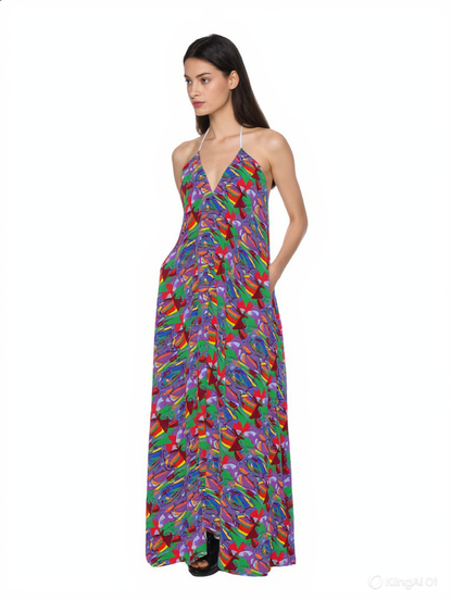 Kaleidoscope Halter Maxi Dress