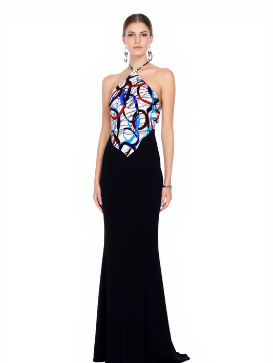 Bandana Top-  The Abstract Scribble V-Hem Top