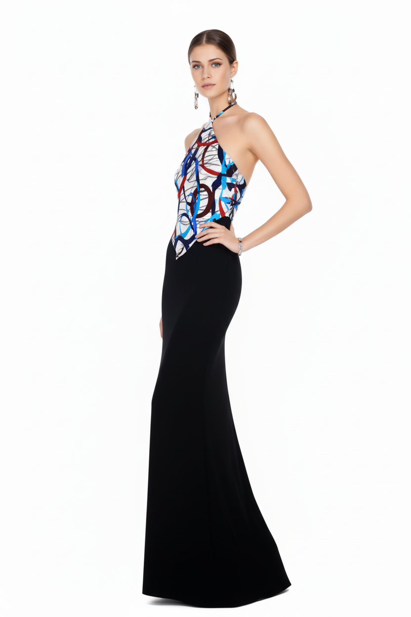 Bandana Top-  The Abstract Scribble V-Hem Top