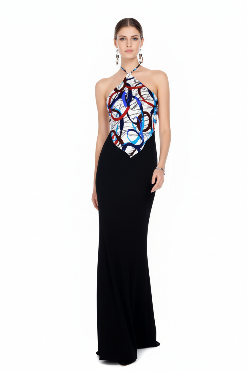 Bandana Top-  The Abstract Scribble V-Hem Top