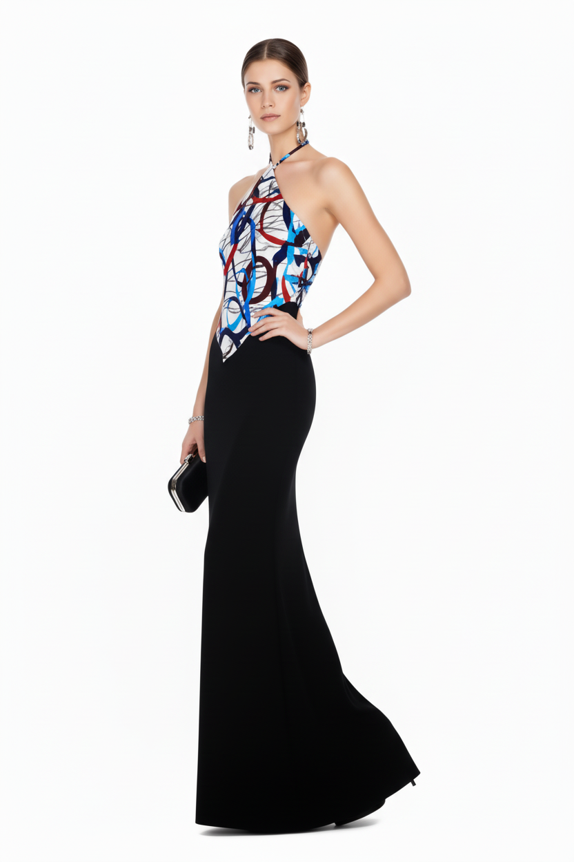 Bandana Top-  The Abstract Scribble V-Hem Top