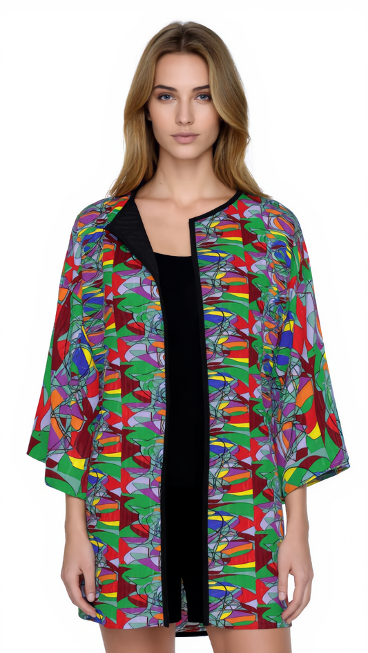 Abstract Kaleidoscope Kimono Jacket